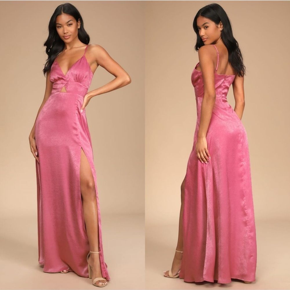 NWT Lulus Endless Elegance Marsala Satin Sleeveless Maxi Dress Size Large